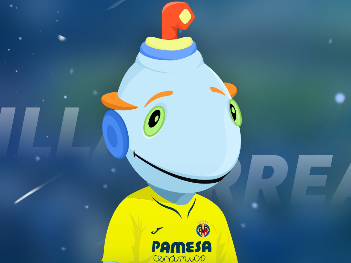 比利亚雷亚尔吉祥物groguet从外观上与球队队徽蓝黄色调相配,同时